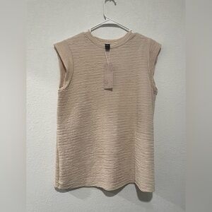 Emery Rose Sleeveless Textured Beige Top Size Large